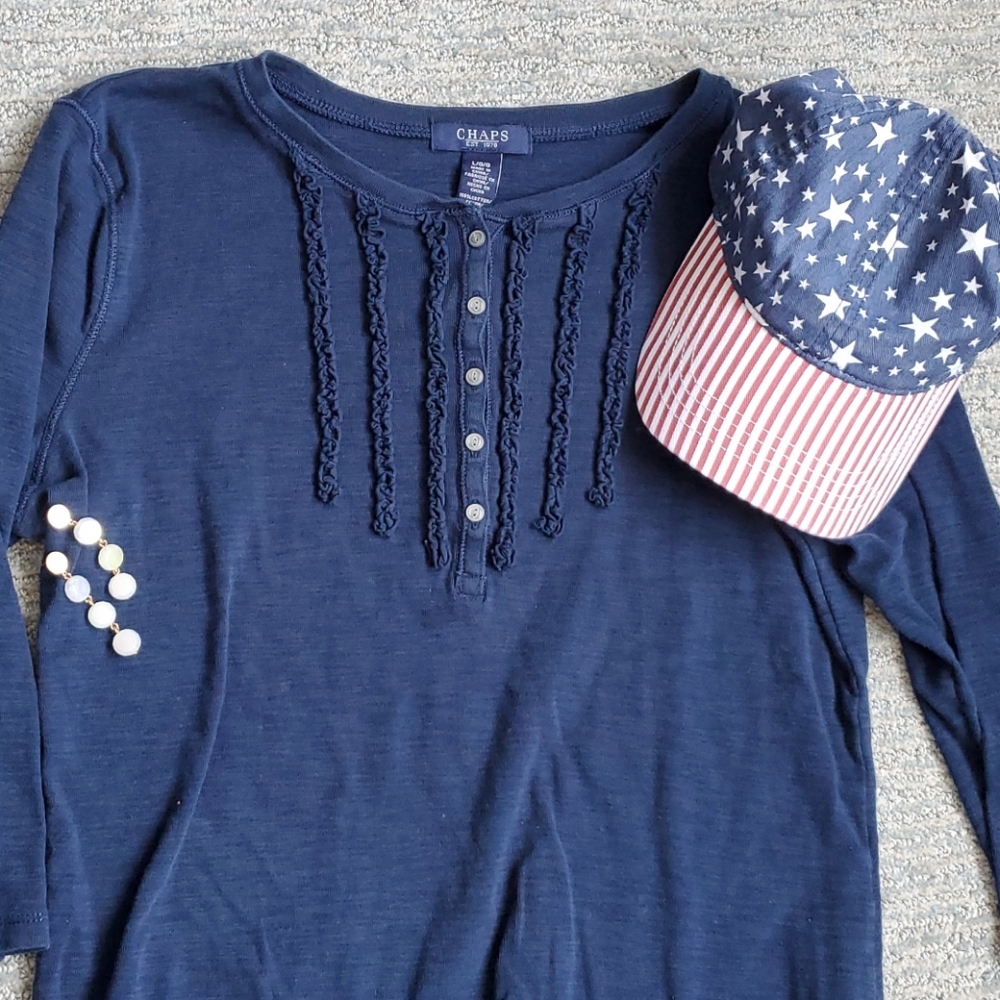 Chaps Navy Henley Top